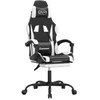 Image de vidaXL Chaise de jeu avec repose-pied Noir et blanc Similicuir