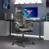 Image de vidaXL Chaise de jeu avec repose-pied Noir et camouflage Similicuir