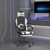 Image de vidaXL Chaise de jeu avec repose-pied Noir et blanc Similicuir