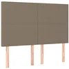 Image de vidaXL Tête de Lit Meubles de Chambre à Coucher Accessoires de Lit Simple Têtes de Cadre de Lit Intérieur Taupe 144x5x118/128 cm Tissu