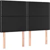 Image de vidaXL Tête de Lit Meubles de Chambre à Coucher Accessoires de Lit Simple Têtes de Cadre de Lit Intérieur Noir 144x5x118/128 cm Similicuir