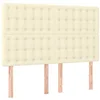 Image de vidaXL Tête de Lit Meubles de Chambre à Coucher Accessoires de Lit Simple Têtes de Cadre de Lit Intérieur Crème 144x5x118/128 cm Similicuir
