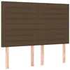 Image de vidaXL Tête de lit Marron foncé 144 x 5 x 118/128 cm Tissu