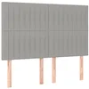 Image de vidaXL Tête de lit Gris clair 144 x 5 x 118/128 cm Tissu