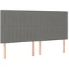 Image de vidaXL Tête de Lit Meubles de Chambre à Coucher Accessoires de Lit Simple Têtes de Cadre de Lit Intérieur Gris Foncé 200x5x118/128 cm Tissu