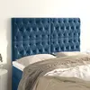 Image de vidaXL Tête de lit Bleu foncé 160x7x118/128 cm Velours