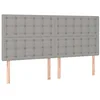 Image de vidaXL Tête de Lit Meubles de Chambre à Coucher Accessoires de Lit Simple Têtes de Cadre de Lit Intérieur Gris Clair 200x5x118/128 cm Tissu