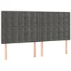 Image de vidaXL Tête de Lit Meubles de Chambre à Coucher Accessoires de Lit Simple Têtes de Cadre de Lit Intérieur Gris Foncé 160x5x118/128 cm Velours