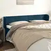 Image de vidaXL Tête de lit avec oreilles Bleu foncé 163x23x78/88 cm Velours