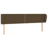 Image de vidaXL Hoofdbord met randen 183x23x78/88 cm stof donkerbruin