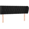 Image de vidaXL Tête de lit avec oreilles Noir 163x23x78/88 cm Velours