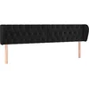 Image de vidaXL Tête de Lit avec Oreilles Meuble de Chambre à Coucher Accessoire de Lit Double Tête de Cadre de Lit Intérieur Noir 203x23x78/88 cm Velours
