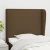 Image de vidaXL Tête de lit avec oreilles Marron foncé 93x23x118/128 cm Tissu