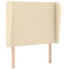 Image de vidaXL Hoofdbord met randen 93x23x118/128 cm stof crèmekleurig