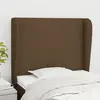 Image de vidaXL Tête de lit avec oreilles Marron foncé 103x23x118/128 cm Tissu