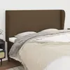 Image de vidaXL Tête de lit avec oreilles Marron foncé 163x23x118/128 cm Tissu