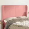 Image de vidaXL Tête de lit avec oreilles Rose 147x23x118/128 cm Velours