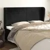 Image de vidaXL Tête de lit avec oreilles Noir 163x23x118/128 cm Velours