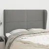 Image de vidaXL Tête de lit avec oreilles Gris foncé 147x23x118/128 cm Tissu
