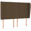 Image de vidaXL Tête de lit avec oreilles Marron foncé 147x23x118/128 cm Tissu