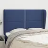 Image de vidaXL Tête de lit avec oreilles Bleu 147x23x118/128 cm Tissu