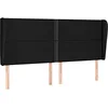 Image de vidaXL Tête de lit avec oreilles Noir 163x23x118/128 cm Tissu