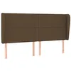 Image de vidaXL Tête de lit avec oreilles Marron foncé 183x23x118/128 cm Tissu