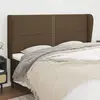 Image de vidaXL Tête de lit avec oreilles Marron foncé 183x23x118/128 cm Tissu