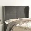 Image de vidaXL Tête de lit avec oreilles Gris foncé 147x23x118/128 cm Velours
