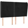 Image de vidaXL Tête de Lit avec Oreilles Meuble de Chambre à Coucher Accessoire de Lit Double Tête de Cadre de Lit Intérieur Noir 147x23x118/128 cm Velours