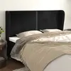 Image de vidaXL Tête de lit avec oreilles Noir 163x23x118/128 cm Velours
