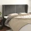 Image de vidaXL Tête de lit avec oreilles Gris foncé 183x23x118/128 cm Velours