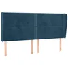 Image de vidaXL Tête de Lit avec Oreilles Meuble de Chambre à Coucher Accessoire de Lit Double Tête de Cadre de Lit Bleu Foncé 203x23x118/128 cm Velours