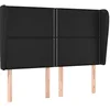Image de vidaXL Tête de lit avec oreilles Noir 147x23x118/128 cm Similicuir