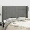 Image de vidaXL Tête de lit avec oreilles Gris foncé 147x23x118/128 cm Tissu