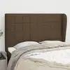 Image de vidaXL Tête de lit avec oreilles Marron foncé 147x23x118/128 cm Tissu