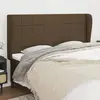 Image de vidaXL Tête de lit avec oreilles Marron foncé 203x23x118/128 cm Tissu
