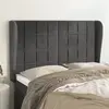 Image de vidaXL Tête de lit avec oreilles Gris foncé 147x23x118/128 cm Velours