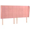 Image de vidaXL Tête de lit avec oreilles Rose 163x23x118/128 cm Velours