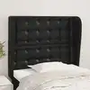 Image de vidaXL Tête de lit avec oreilles Noir 93x23x118/128 cm Similicuir