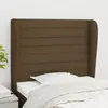 Image de vidaXL Tête de lit avec oreilles Marron foncé 93x23x118/128 cm Tissu