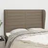 Image de vidaXL Tête de lit avec oreilles Taupe 147x23x118/128 cm Tissu