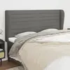 Image de vidaXL Tête de lit avec oreilles Gris foncé 163x23x118/128 cm Tissu