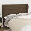 Image de vidaXL Tête de lit avec oreilles Marron foncé 203x23x118/128 cm Tissu