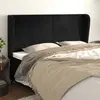 Image de vidaXL Tête de lit avec oreilles Noir 203x23x118/128 cm Velours