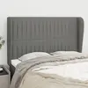 Image de vidaXL Tête de lit avec oreilles Gris foncé 147x23x118/128 cm Tissu