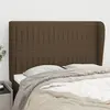 Image de vidaXL Tête de lit avec oreilles Marron foncé 147x23x118/128 cm Tissu