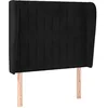 Image de vidaXL Tête de Lit avec Oreilles Meuble de Chambre à Coucher Accessoire de Lit Simple Tête de Cadre de Lit Intérieur Noir 93x23x118/128 cm Velours