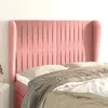 Image de vidaXL Tête de lit avec oreilles Rose 147x23x118/128 cm Velours