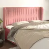 Image de vidaXL Tête de lit avec oreilles Rose 163x23x118/128 cm Velours